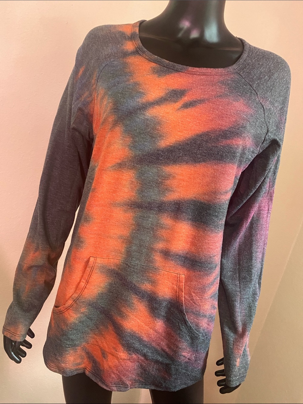 RAD Orange, Purple, Green and Black Tie-Dye LongSleeve with Pocket!